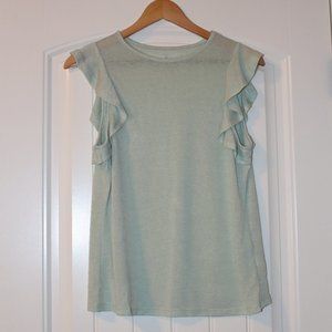 A New Day Ruffle Sleeve Top - Green Sz Small